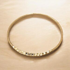 FAITH Gold Hammered Bangle Bracelet